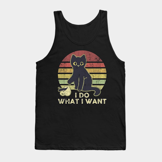 I Do What I Want Black Cat Pouring Coffee Vintage Tank Top by US GIFT